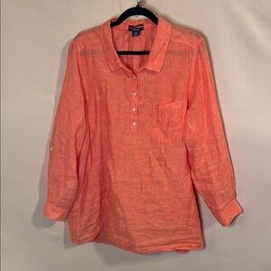 Jones & Co. New York Linen Tunic Blouse Top Shirt Size 1X